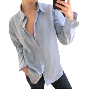 Vintage Light Blue Relaxed Long Sleeve Oxford Button Down Shirt Top • M (XS-L)